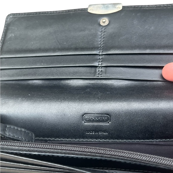 Vintage Coach Leather Crossgrain Long Continental Snap Wallet Black Classic - Picture 10 of 12
